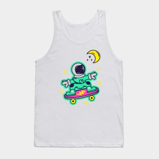 Space Man On Board Skateboarding On Space Tank Top